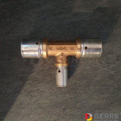 Cofit P-прессовый тройник с уменьшенным отводом 63х40х63мм, из латуни, стойкой к выщелачиванию цинка, артикул 1513167 