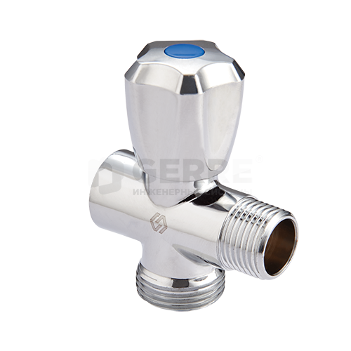 Вентиль-тройник для подключения сантехнических приборов MVI 1/2"x3/4"x1/2" внутренняя-наружная-наружная Запорная арматура MVI