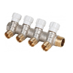 Коллектор латунный с регулирующими вентилями MVI 3/4"x1/2"x4 выхода 