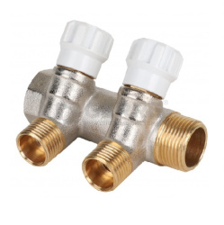 Коллектор латунный с регулирующими вентилями MVI 3/4"x1/2"x2 выхода 