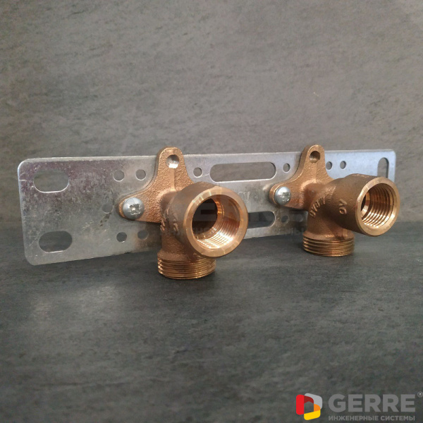 Cofit S монтажная шина с отводами G 3/4"НР x Rp 1/2" x 80мм, с плоским крепежом Oventrop