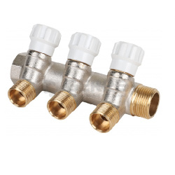 Коллектор латунный с регулирующими вентилями MVI 3/4"x1/2"x3 выхода 