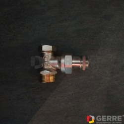 Вентиль на обратную подводку "Combi 2" Ду15, 1/2"*3/4"НР, из латуни, угловой, никелированный 