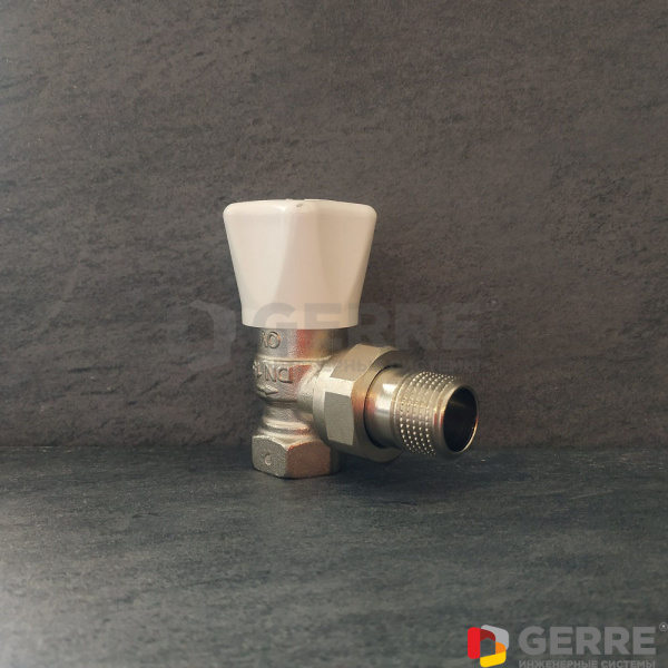 Вентиль с ручным приводом серии "HRV" Ду15, 1/2",угловой, укороченный, с преднастройкой Oventrop