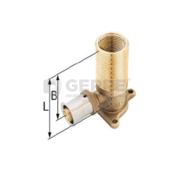 Отвод фиксируемый Press 16 G½" G¾" с ушками для монтажа в каркасных перегородках, L = 78 мм 